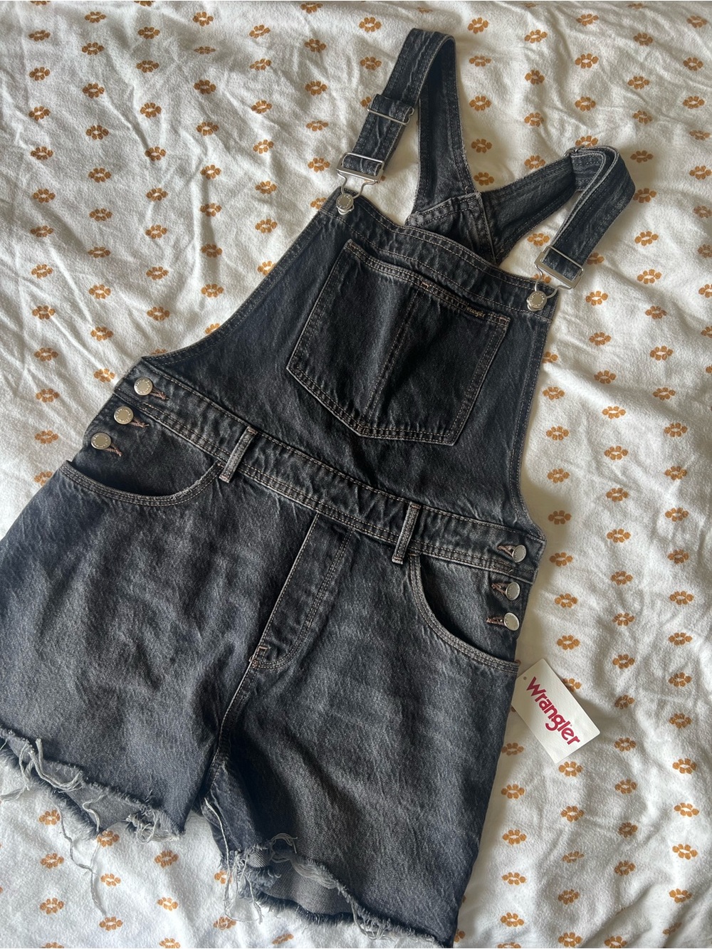 Wrangler Charcoal Black Denim Short Overalls